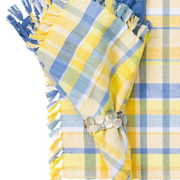 April Cornell Kitchen Napkin Set/4 Yellow Blue NWT - Picture 2 of 4